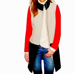 J. Crew Red Navy Color Block Wool Coat Women's Peacoat